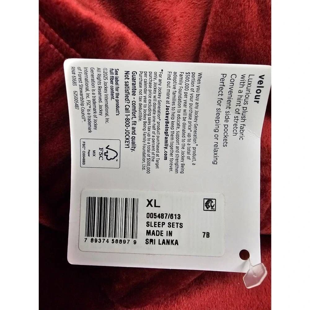 Jockey Generation Women XL Velour Sleep Pants Rust Red Wide Leg‎ Lounge New